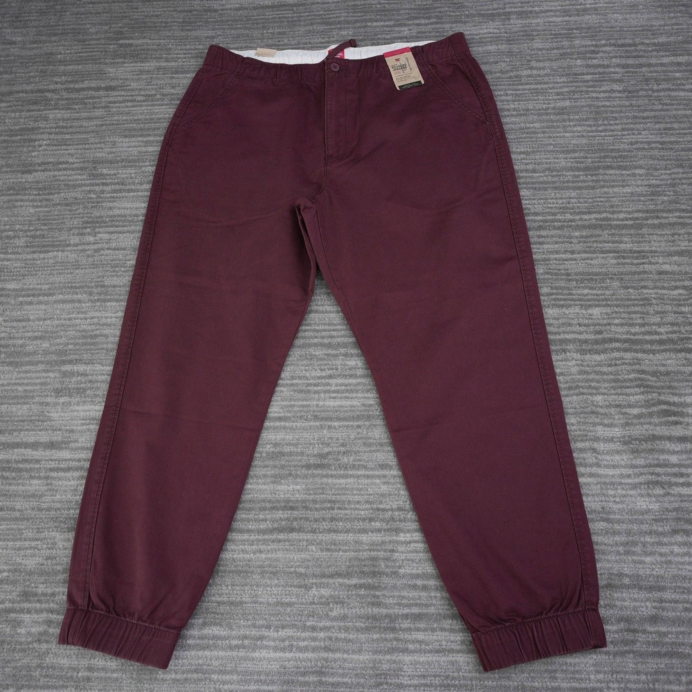 Levis‎ XX Chino Joggers Men Maroon Burgundy Stretch Tapered Leg Pants New XL